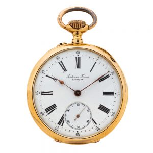 French 18 carat gold open faced lever watch Circa 1910