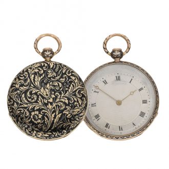 English fine gold enamel lépine with eccentric dial Circa 1820