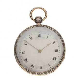 English fine gold enamel lépine with eccentric dial Circa 1820