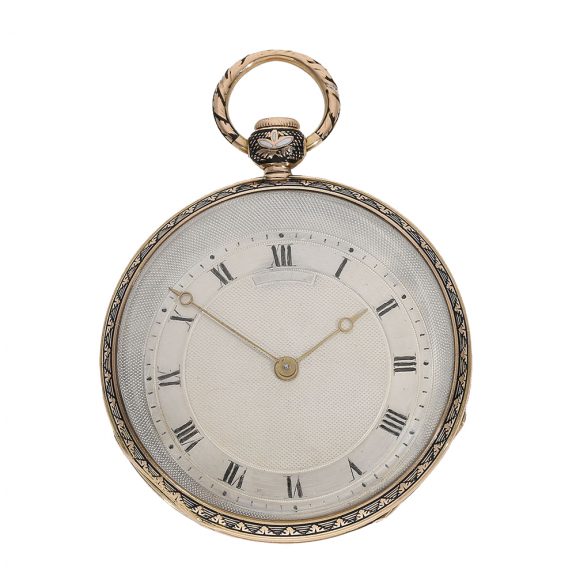 English fine gold enamel lépine with eccentric dial Circa 1820