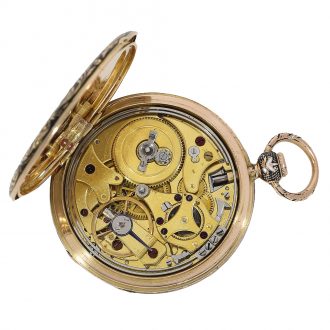 English fine gold enamel lépine with eccentric dial Circa 1820