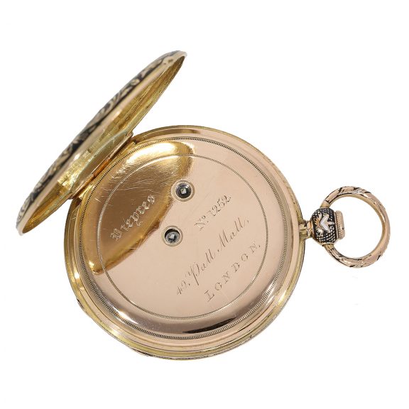 English fine gold enamel lépine with eccentric dial Circa 1820 English fine gold enamel lépine with eccentric dial Circa 1820