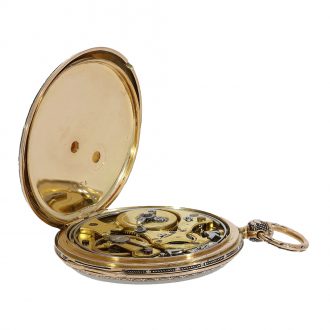 English fine gold enamel lépine with eccentric dial Circa 1820