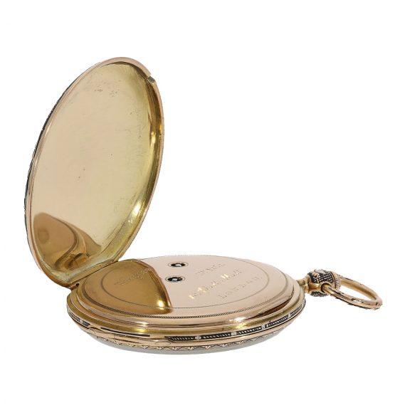 English fine gold enamel lépine with eccentric dial Circa 1820 English fine gold enamel lépine with eccentric dial Circa 1820