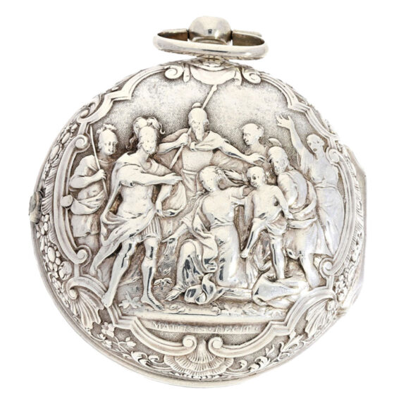 A rare silver Dutch quality repoussé pocket watch Circa 1730