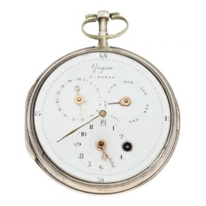 French silver verge, astronomical deck watch Circa 1790