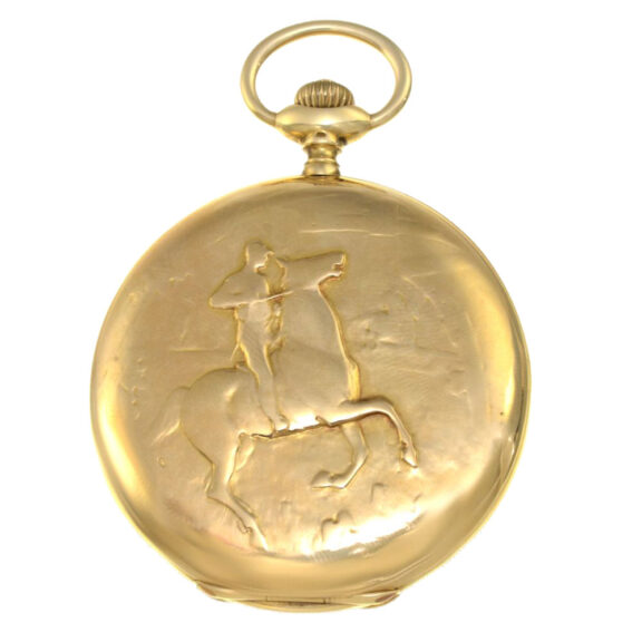 Swiss Art Nouveau watch with "horsemen" relief Circa 1910 Swiss Art Nouveau watch with "horsemen" relief Circa 1910