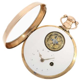 Rare gold verge pocket watch with visible balance Circa 1800