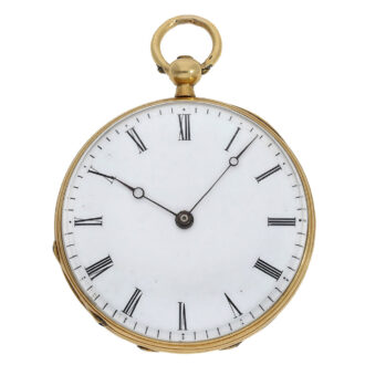 Exquisite Swiss 18 Carat enamel Lépine with magnifying glass painting Circa 1840