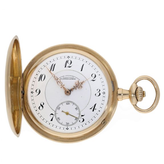 German 14 carat gold large full hunter cased pocket watch Circa 1913