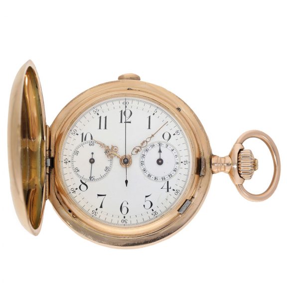 German 14 carat gold chronograph with counter Circa 1900