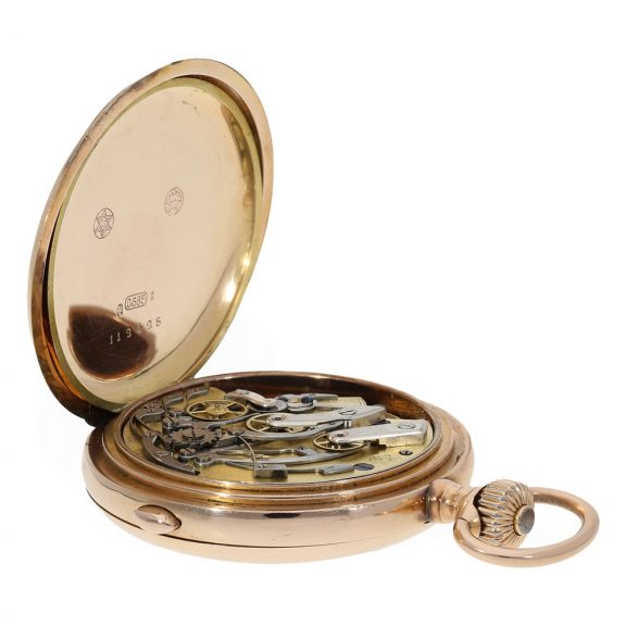German 14 carat gold chronograph with counter Circa 1900 German 14 carat gold chronograph with counter Circa 1900