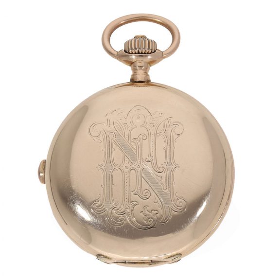 German 14 carat gold chronograph with counter Circa 1900 German 14 carat gold chronograph with counter Circa 1900