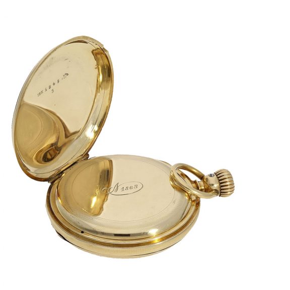 German 18 carat gold early full hunter cased watch Circa 1860 German 18 carat gold early full hunter cased watch Circa 1860