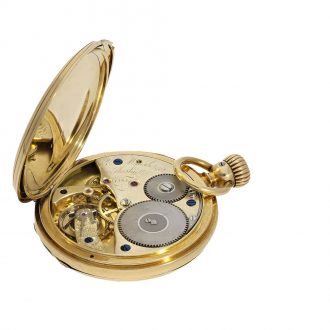 German 18 carat gold early full hunter cased watch Circa 1860