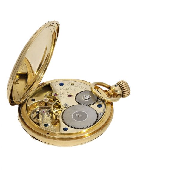 German 18 carat gold early full hunter cased watch Circa 1860 German 18 carat gold early full hunter cased watch Circa 1860