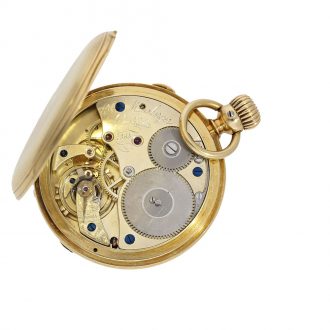 German 18 carat gold early full hunter cased watch Circa 1860