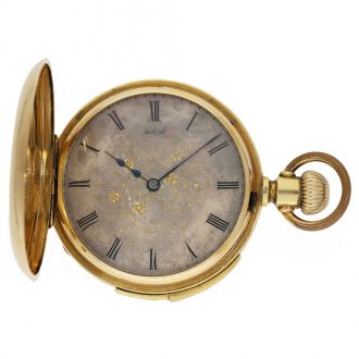 Swiss 18 carat gold full hunter cased watch with repeater Circa 1850