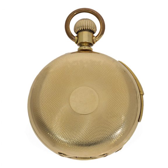 Swiss 18 carat gold full hunter cased watch with repeater Circa 1850 Swiss 18 carat gold full hunter cased watch with repeater Circa 1850