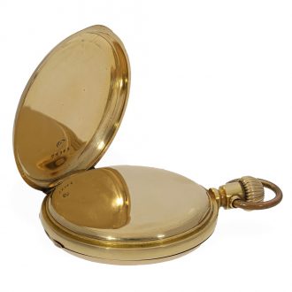 Swiss 18 carat gold full hunter cased watch with repeater Circa 1850