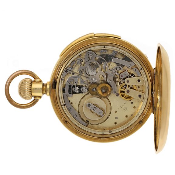 Swiss 18 carat gold full hunter cased watch with repeater Circa 1850 Swiss 18 carat gold full hunter cased watch with repeater Circa 1850