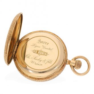 Swiss Austrian 14 carat gold and enamel full hunter watch Circa 1880