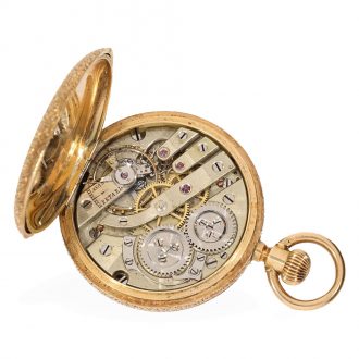Swiss Austrian 14 carat gold and enamel full hunter watch Circa 1880