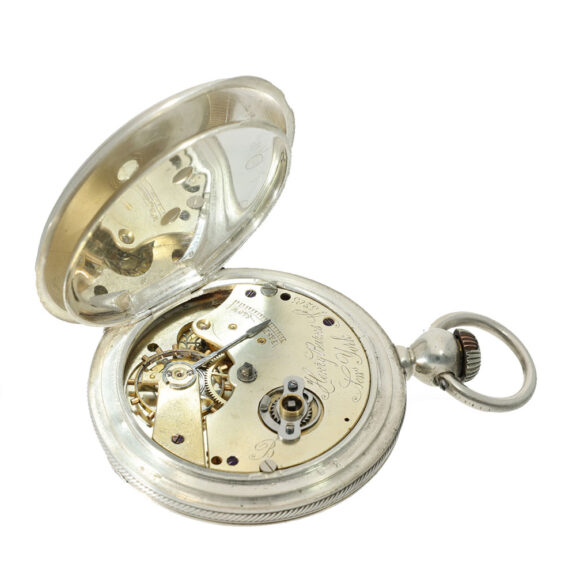 Swiss early silver Jones caliber type B watch Circa 1873 Swiss early silver Jones caliber type B watch Circa 1873