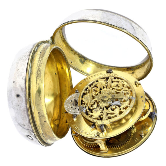 A rare French silver open faced verge pocket watch Circa 1690 A rare French silver open faced verge pocket watch Circa 1690