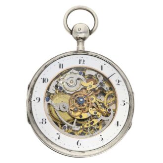 French silver quarter repeater with skeletonized dial Circa 1820