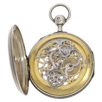 French silver quarter repeater with skeletonized dial Circa 1820