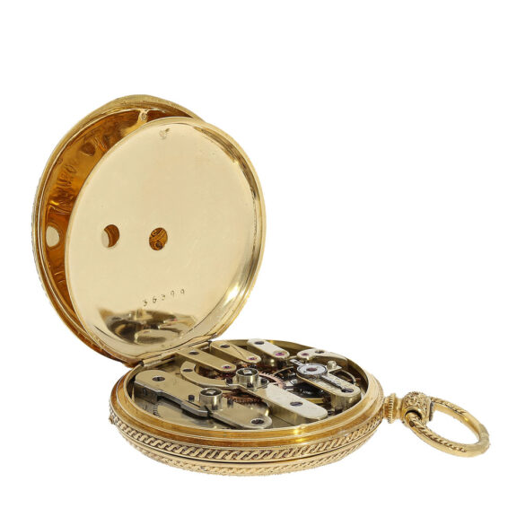 Swiss gold enamel watch with magnifying glass painting Circa 1860