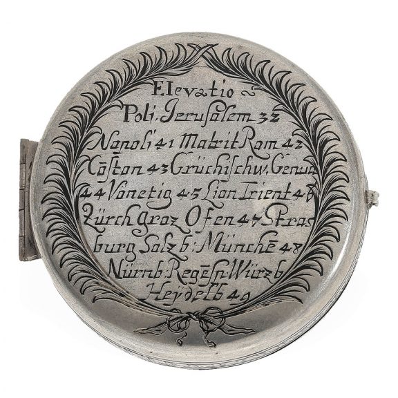 Early German silver rare box pocket sundial silver Circa 1750 Early German silver rare box pocket sundial silver Circa 1750