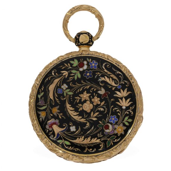 French 18 Carat gold and enamel miniature watch Circa1820 French 18 Carat gold and enamel miniature watch Circa1820