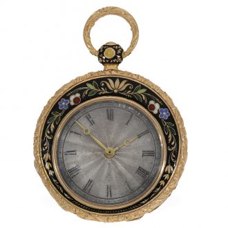 French 18 Carat gold and enamel miniature watch Circa1820
