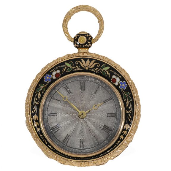 French 18 Carat gold and enamel miniature watch Circa1820 French 18 Carat gold and enamel miniature watch Circa1820