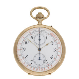 Swiss 14 carat gold chronograph with rarely present dial Circa 1915