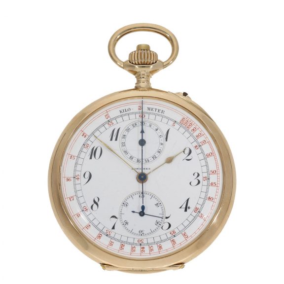 Swiss 14 carat gold chronograph with rarely present dial Circa 1915