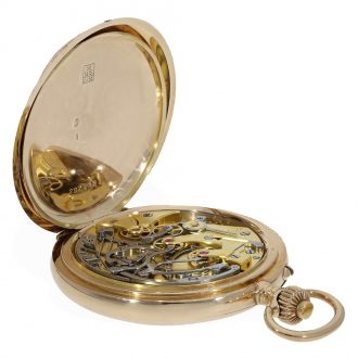 Swiss 14 carat gold chronograph with rarely present dial Circa 1915