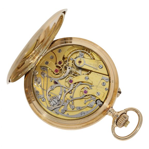 Swiss 14 carat gold chronograph with rarely present dial Circa 1915 Swiss 14 carat gold chronograph with rarely present dial Circa 1915