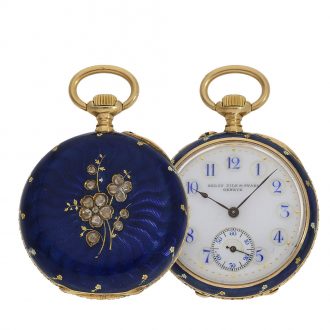Swiss 18 carat gold pendant watch with diamonds Circa 1900