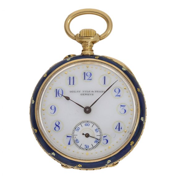 Swiss 18 carat gold pendant watch with diamonds Circa 1900 Swiss 18 carat gold pendant watch with diamonds Circa 1900