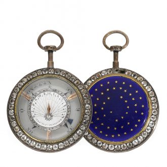 Swiss silver, enamel and stone set sundial watch Circa 1780