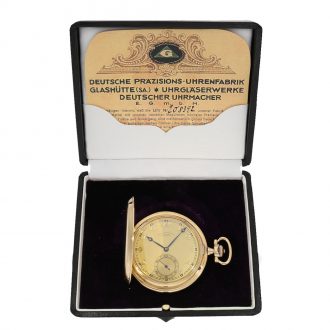 German 14 Carat gold hunter case watch with box Circa 1920