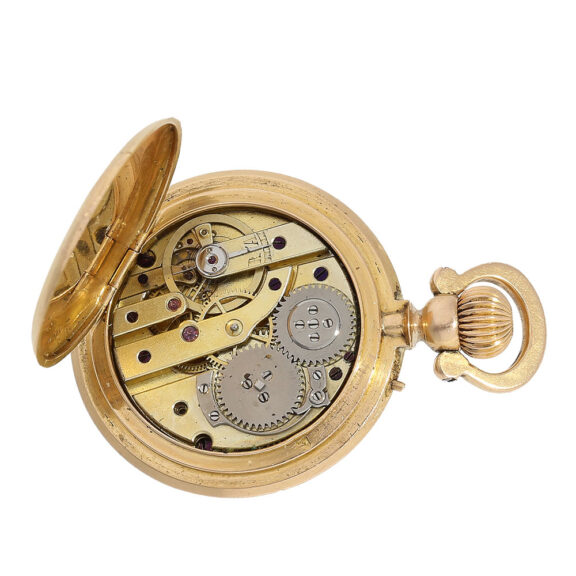 Movement with a fine cylinder escapement and Wolf's teeth Movement with a fine cylinder escapement and Wolf's teeth