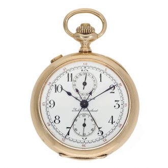 Swiss 14 carat gold complicated chronograph with counter Circa 1890