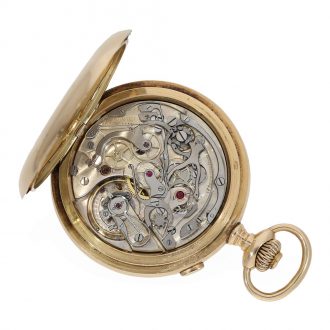 Swiss 14 carat gold complicated chronograph with counter Circa 1890