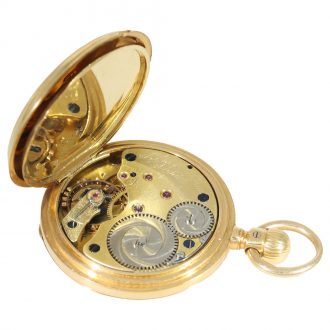 German 18 carat gold full hunter case watch Circa 1882