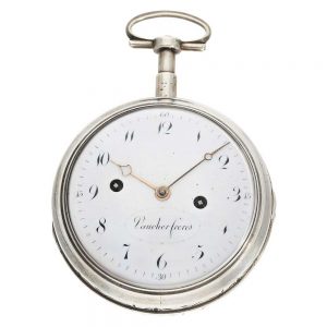 Swiss silver hour self striking verge clockwatch Circa 1810
