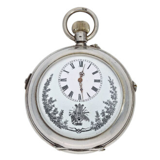 Swiss heavy silver pocket watch with music movement Circa 1890